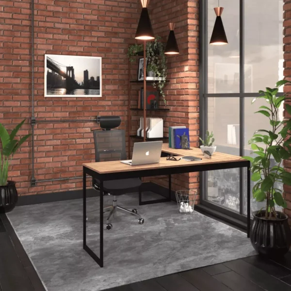 Mesa em L Industrial Escrivaninha de Canto Nórdico