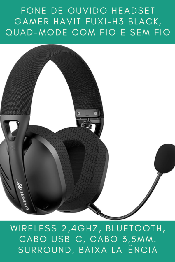 Fone de Ouvido Headset Gamer Havit Fuxi-H3 Black